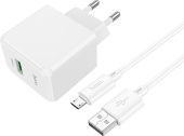 HOCO (6942007603713) CS12Am White СЗУ 1USB 3.0A QC3.0 18W быстрая зарядка