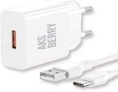 AKSBERRY (6972969383088) T42 QC3.0 + кабель Type C (белый)