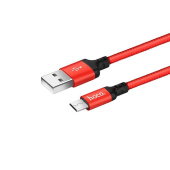 HOCO X14/ USB кабель Micro/ 2m/ 1.7A/ Нейлон/ Red&Black