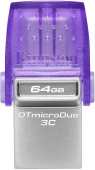 Флеш Диск Kingston 64Gb DataTraveler microDuo 3C DTDUO3CG3/64GB USB3.0 фиолетовый