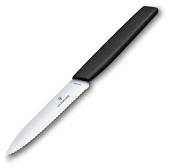 Нож кухонный Victorinox Swiss Modern (6.9003.10W) стальной универсальный лезв.100мм серрейт. заточка черный