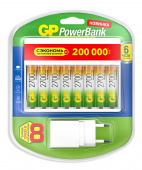 Аккумулятор + зарядное устройство GP PowerBank 270AAHC/CPBXL-2CR8 AA NiMH 2700mAh (8шт) блистер