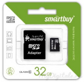 SMARTBUY MicroSDHC 32GB Class10 LE + адаптер