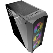 Корпус Powercase Корпус Powercase Rhombus X3 Mesh LED, Tempered Glass, 3x 120mm 5-color fan, чёрный, ATX (CMRMX-L3) (202704)