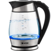 Чайник электрический Vitek VT-1177 МС 1,7л 2200Вт, стекло, серебристый/черный