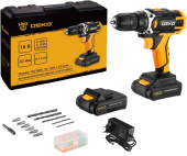 DEKO Sharker 16V в кейсе + набор 63 инструмента для дома, 16В, 2х1.5Ач 083-1041