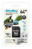OLTRAMAX MicroSDXC 64GB Class 10 (U3) V30 Recorder + адаптер (SD 95 MB/s)