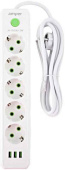 Сетевой удлинитель Amper 5 роз. 2м белый (JH-1033U-2W)