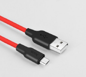 HOCO X21 USB (m)-microUSB (m) 1.0м 2.0A силикон красный черный