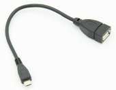 Кабель USB (f)-micro USB (m) 0.2м черный
