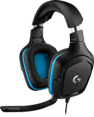 Наушники с микрофоном Logitech G432 черный/синий накладные оголовье (981-000770)