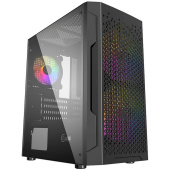 Корпус Powercase Корпус Powercase Mistral Micro Z3B Mesh LED, Tempered Glass, 2x 140mm + 1х 120mm 5-color fan, чёрный, mATX (CMIMZB-L3) (202599)
