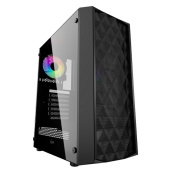 Корпус Powercase Корпус Powercase Diamond Mesh LED, Tempered Glass, 1x 120mm 5-color fan, чёрный, ATX  (CMDM-L1)