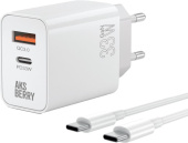 AKSBERRY (6900286940011) T46 30W PD/QC3.0 + кабель Type c, белый