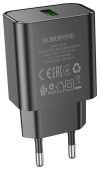 BOROFONE (6974443388541) BA72A Spring 1USB QC3.0 (черный)