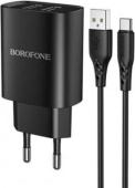 BOROFONE (6931474741219) BN2a Black СЗУ 2USB 2.1A