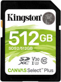 Флеш карта SDXC 512Gb Class10 Kingston SDS2/512GB Canvas Select Plus w/o adapter