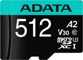 Флеш карта microSDHC 512Gb Class10 A-Data AUSDX512GUI3V30SA2-RA1 Premier Pro + adapter