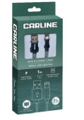 CARLINE CAB02121 кабель USB-Lightning 2.1А 1 метр тканевая оплетка