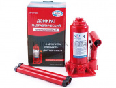 Домкрат гидравлический AUTOVIRAZH AV-074203 3 т бутылочный в коробке (красный)