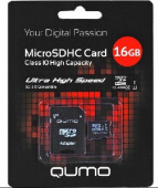 QUMO MicroSDHC 16GB Class10 UHS-I + адаптер