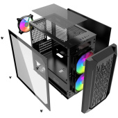 Корпус Powercase Корпус Powercase Alisio Micro X3B, Tempered Glass, 1х 120mm +2x 140mm 5-color fan, чёрный, mATX (CAMIB-L3)