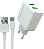 MORE CHOICE (4610196409035) NC11m White - СЗУ 2USB 2.4A для micro USB