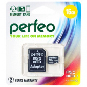 PERFEO MicroSDHC 16GB Class10 + адаптер ECONOMY SERIES