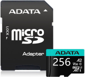 Карта памяти microSDHC 256Gb Class10 A-Data AUSDX256GUI3V30SA2-RA1 Premier Pro + adapter