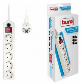 BURO 500SH-10-W 10м (5 розеток) белый