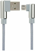 PERFEO (U4805) USB A вилка - Micro USB вилка, 2.4A, угловой, серый, длина 1 м., Micro Premium