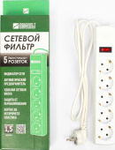 Сетевой фильтр Юнивольт 00-00000389 5 роз. 1.5м белый