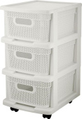 KEEPLEX KL379522048 Ajur с корзинами на колесиках трехсекционный компакт 37х30х52см белое облако