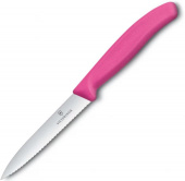 Нож кухонный Victorinox Swiss Classic (6.7736.L5) стальной для овощей лезв.100мм серрейт. заточка розовый