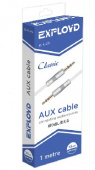 Кабель EXPLOYD EX-K-475 Кабель AUX Jack 3,5mm (M) - Jack 3,5mm (M) плоский стерео аудио 1M белый Classic