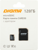 Карта памяти microSDXC 128Gb Class10 Digma CARD30 + adapter