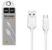 HOCO X6 USB - microUSB 2.4A 1М силикон белый