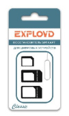 EXPLOYD EX-AD-398 CLASSIC Восстановитель SIM 3 в 1 с устройством для извлечения SIM чёрный
