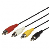 REXANT ШНУР 4 RCA - 4 RCA, ДЛИНА 3 МЕТРА, ЧЕРНЫЙ 17-0304