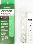 Сетевой фильтр Юнивольт 00-00000386 4 роз. 1.5м белый