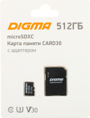 Карта памяти microSDXC 512Gb Class10 Digma CARD30 + adapter