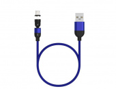 MAXVI MCm-02M синий , USB-A - MicroUSB, 2A, магнитный разъем, LED