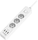 Сетевой фильтр Harper UCH-330 3 роз.+USB 1.5м белый
