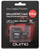 QUMO MicroSDXC 64GB Class10 UHS-I + адаптер