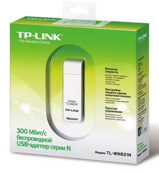 Сетевой адаптер WiFi TP-Link TL-WN821N N300 USB 2.0 (ант.внутр.)