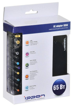 Блок питания Ippon S65U автоматический 65W 15V-19.5V 11-connectors 3.5A 1xUSB 2.1A от бытовой электросети LED индикатор