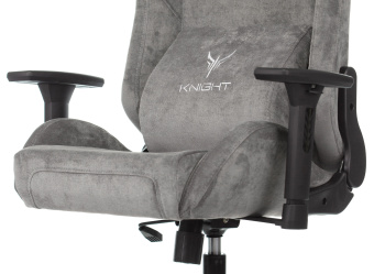 Кресло игровое Knight N1 Fabric серый Light-19 с подголов. крестовина металл
