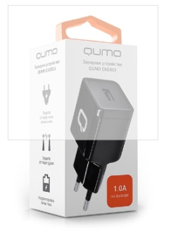 Сетевое зарядное устройство Qumo Energy  Charger 001,1 USB, 1A, черный