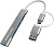 MORE CHOICE (4610196407802) USB HUB 1USB 3.0+3USB 2.0 Type-C HUB03 0,1м Silver