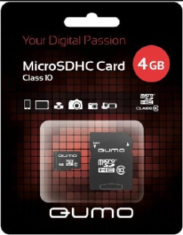 QUMO MicroSDHC 4GB Class10 + адаптер